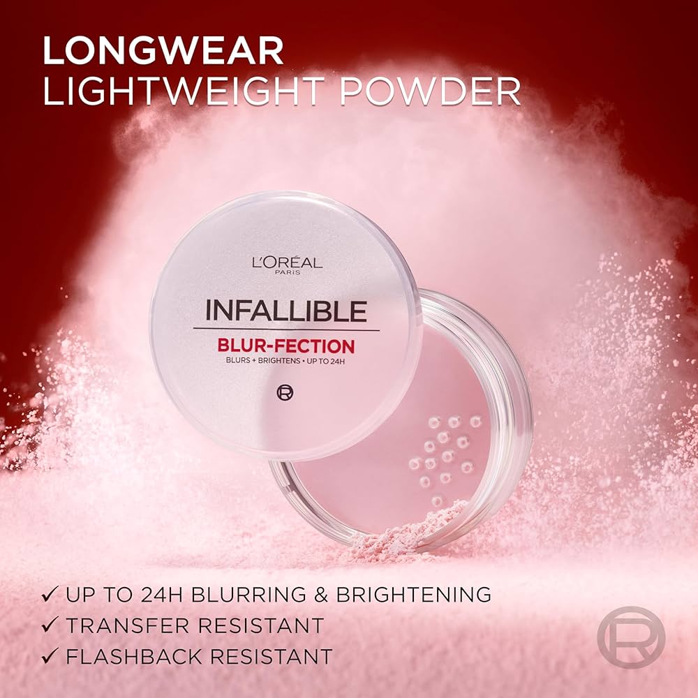 Loreal Paris Infallible Blur-fection – Polvo Suelto Fijador 24H con Efecto Blur