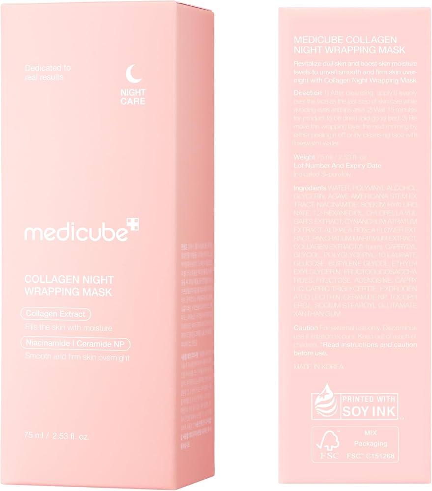 Medicube Collagen Night Wrapping Mask 75 ml – Mascarilla Nocturna Reafirmante con Colágeno, Niacinamida y Ceramidas