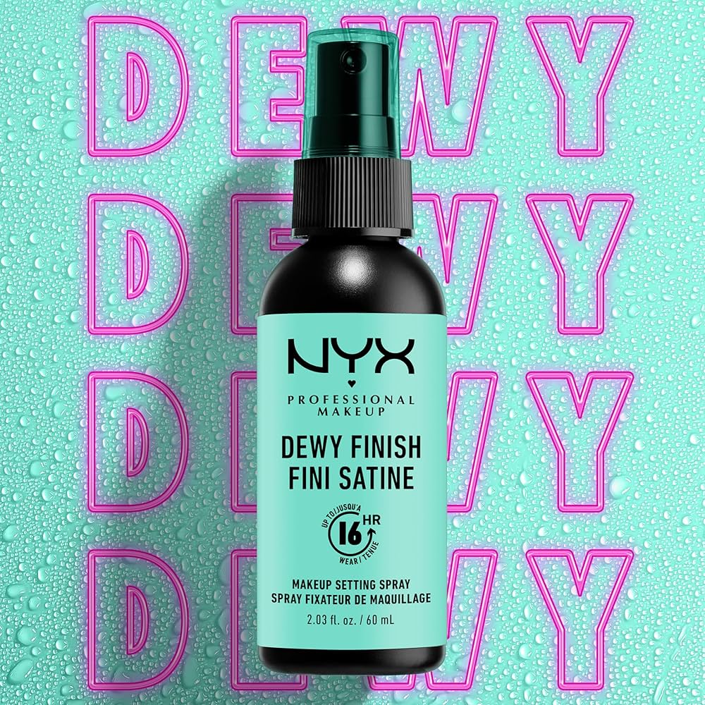 NYX Professional Makeup Dewy Finish Fini Satiné – Spray Fijador de Maquillaje (60 ml)