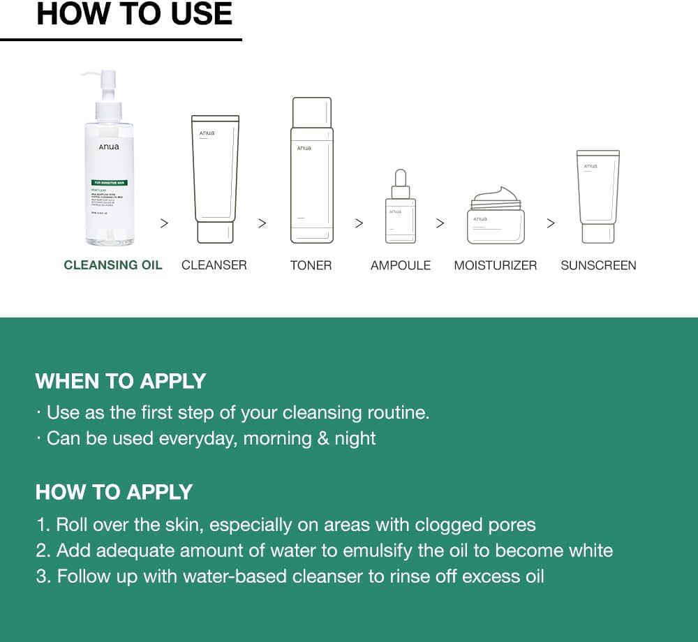 ANUA Heartleaf Pore Control Cleansing Oil Mild — Aceite Limpiador Facial Suave para Piel Sensible 200 ml