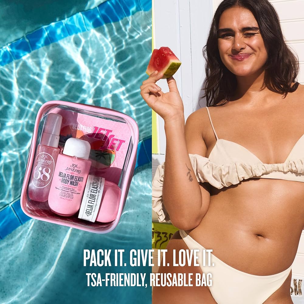 Sol de Janeiro Beija Flor Jet Set - Kit de Viaje con Elasti-Cream, Gel de Ducha Renovador y Perfume Mist Brazilian Crus