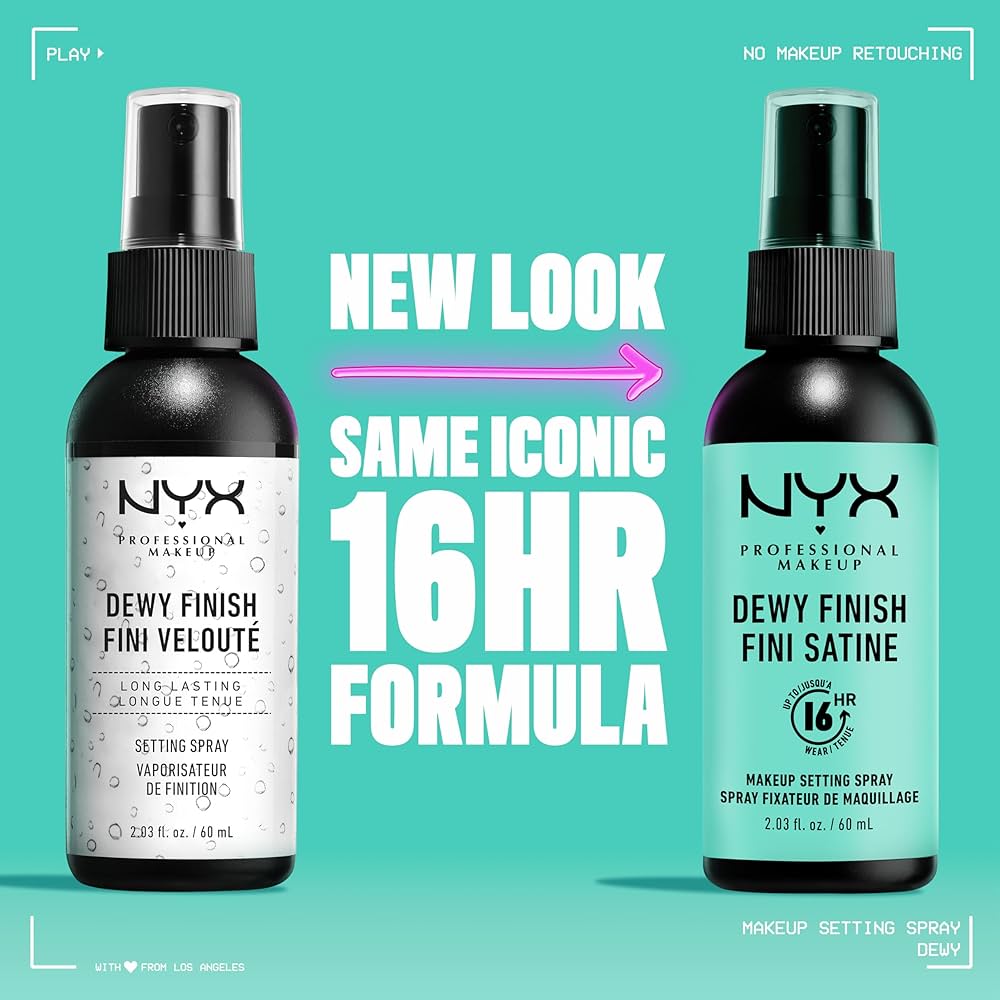 NYX Professional Makeup Dewy Finish Fini Satiné – Spray Fijador de Maquillaje (60 ml)