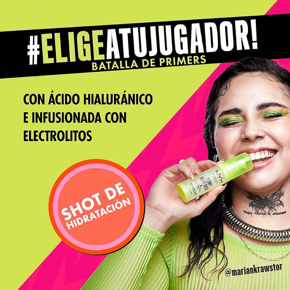 NYX Professional Makeup Plump Right Back – Sérum y Prebase con Electrolitos (30 ml)