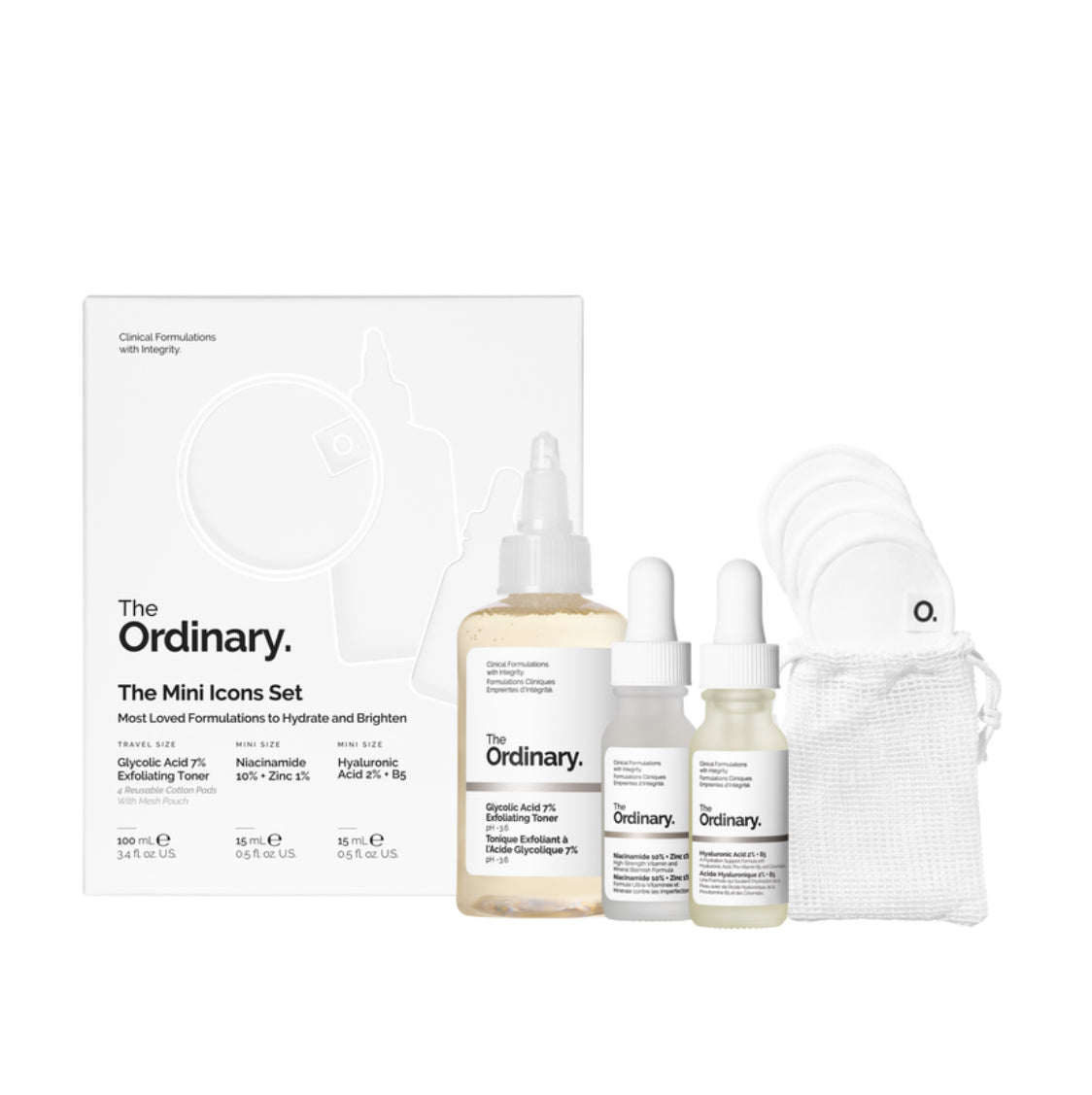 The Ordinary – The Mini Icons Set (Glycolic 7% + Niacinamide 10% + Zinc 1% + Hyaluronic Acid 2% + B5)