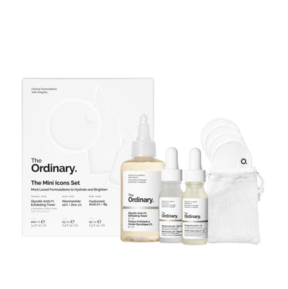 The Ordinary – The Mini Icons Set (Glycolic 7% + Niacinamide 10% + Zinc 1% + Hyaluronic Acid 2% + B5)