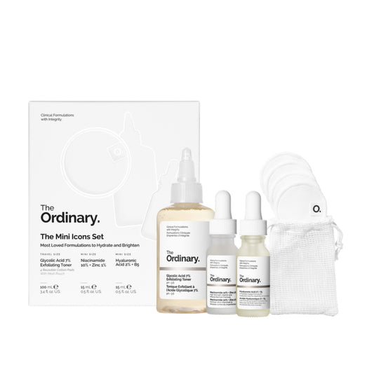 The Ordinary – The Mini Icons Set (Glycolic 7% + Niacinamide 10% + Zinc 1% + Hyaluronic Acid 2% + B5)