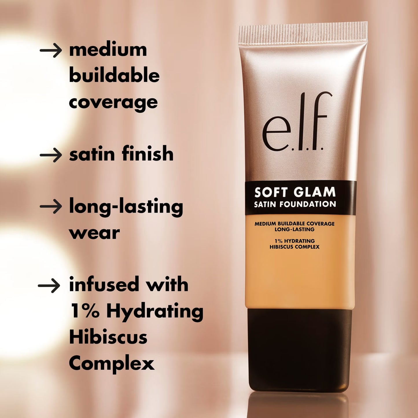 ELF Soft Glam Satin Foundation – Base de Maquillaje Acabado Natural y Duradero