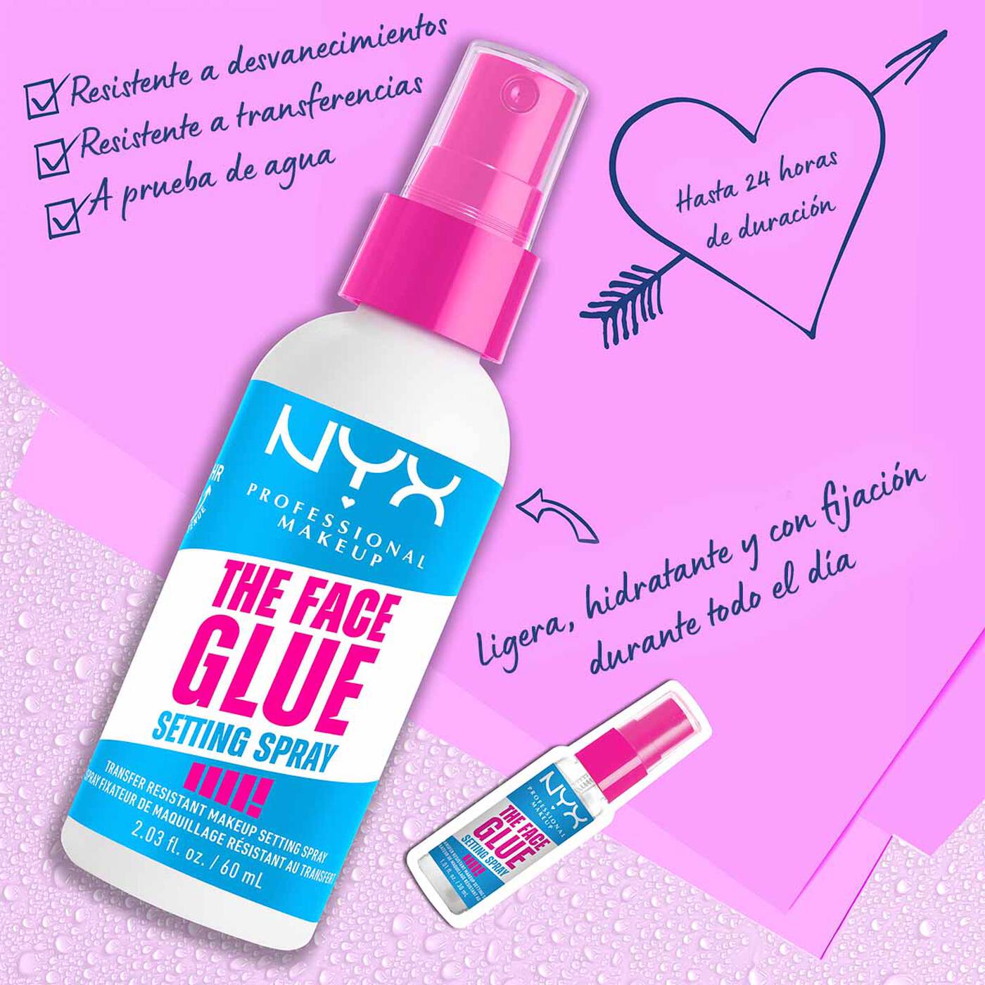 NYX The Face Glue Setting Spray - Fijador de maquillaje