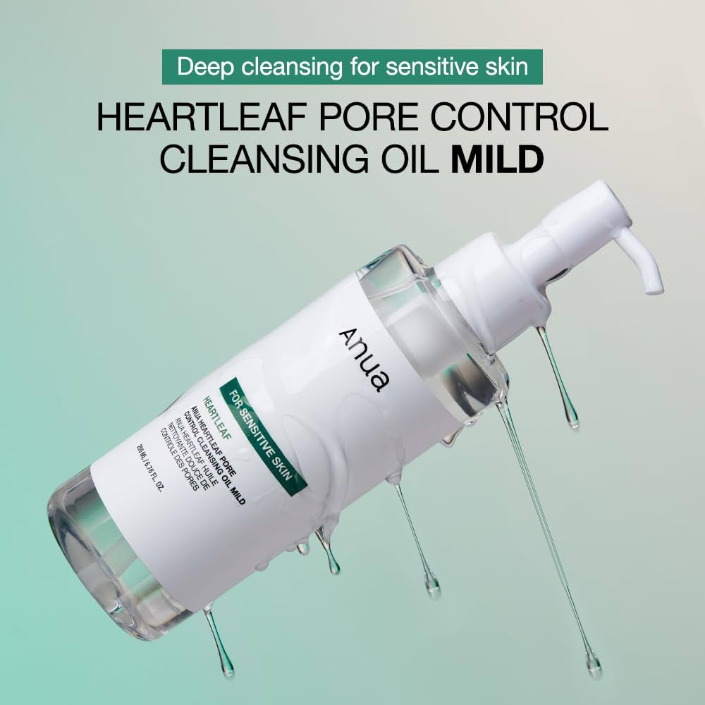 ANUA Heartleaf Pore Control Cleansing Oil Mild — Aceite Limpiador Facial Suave para Piel Sensible 200 ml