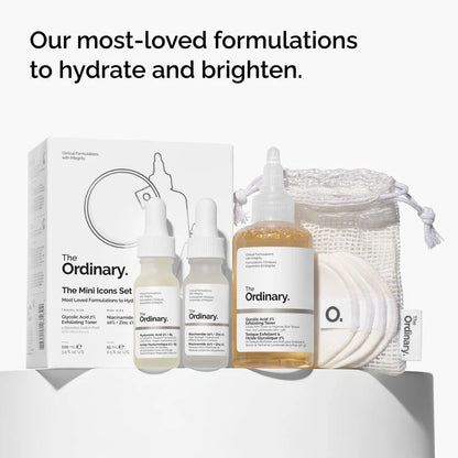 The Ordinary – The Mini Icons Set (Glycolic 7% + Niacinamide 10% + Zinc 1% + Hyaluronic Acid 2% + B5)