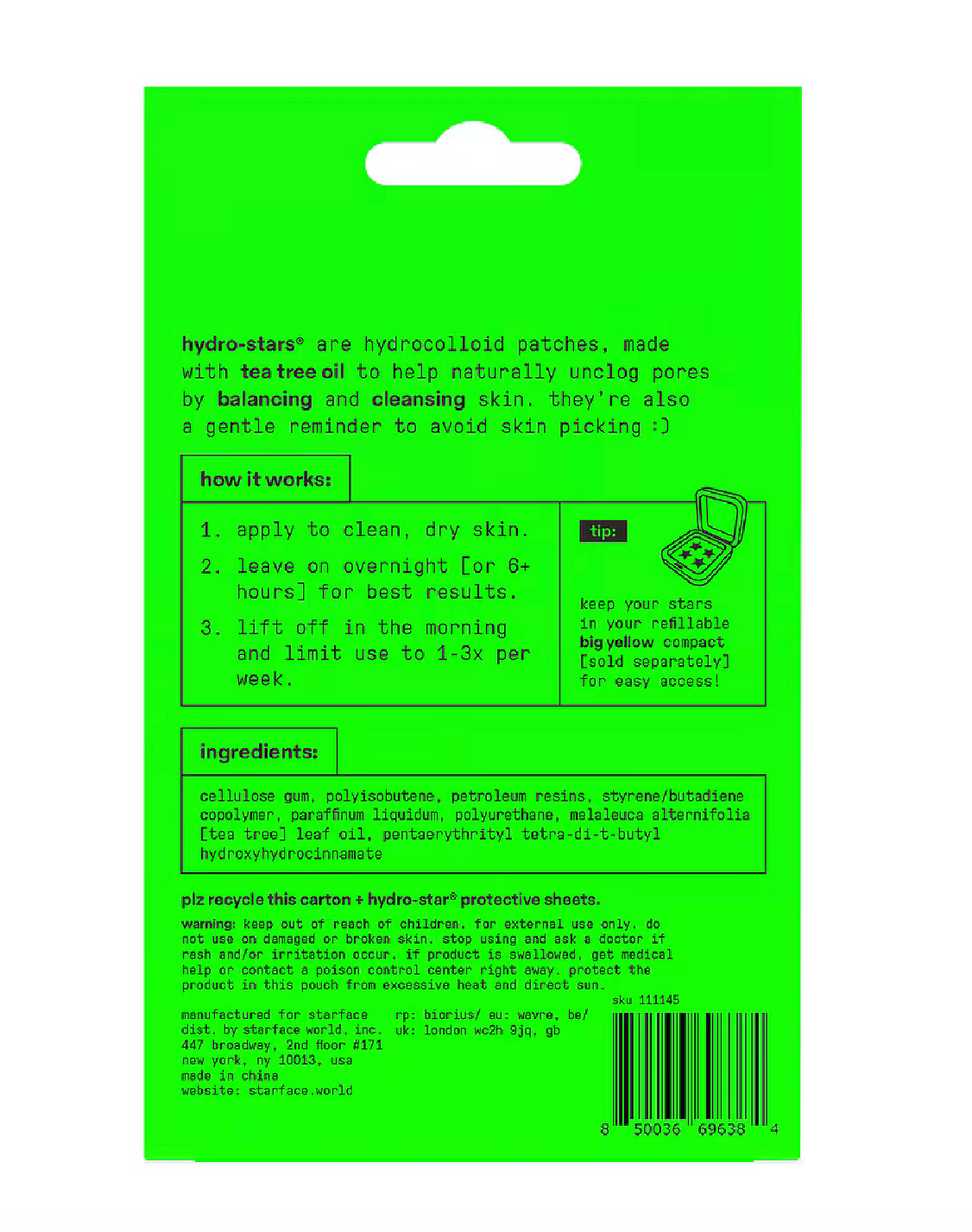 STARFACE Hydro-Star Tea Tree Parches para Granitos