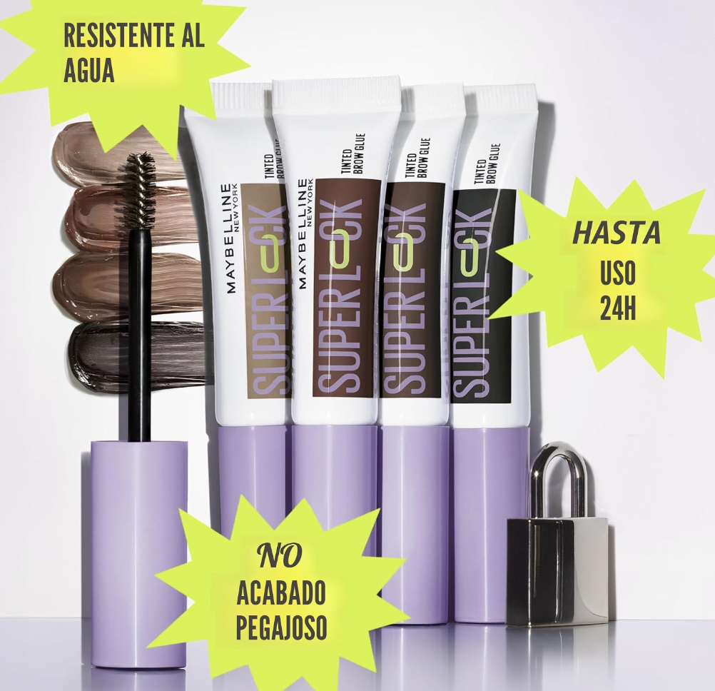 MAYBELLINE Gel para cejas tono 264 Black SuperLock, 7ml