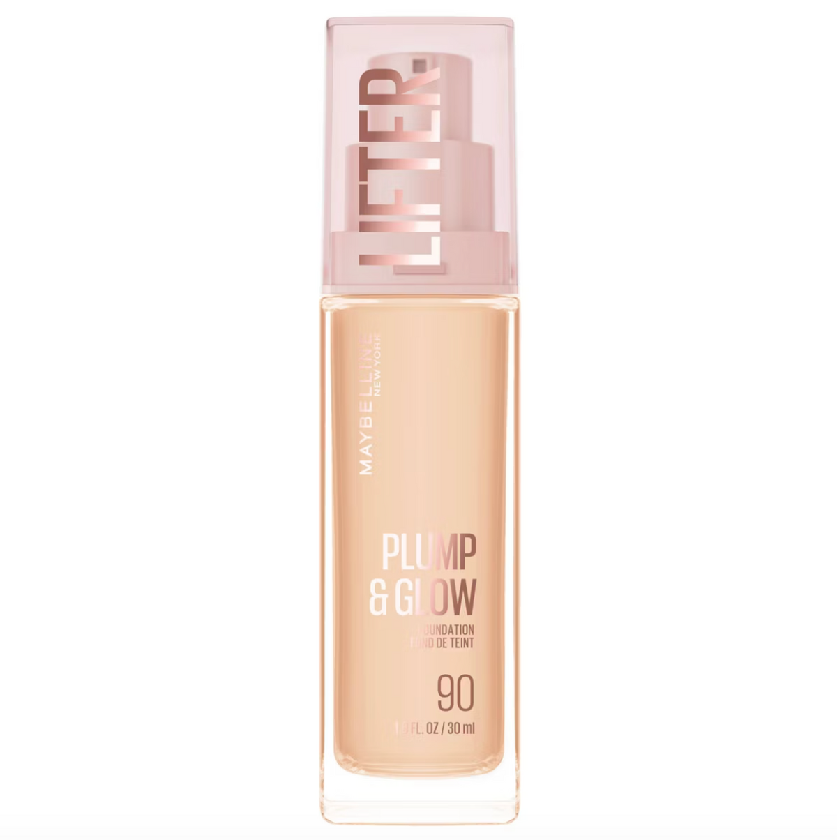 MAYBELLINE Lifter Plump & Glow Foundation with Hyaluronic Acid | Base de Maquillaje - 90