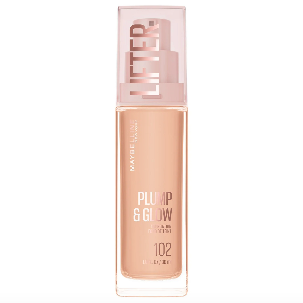 MAYBELLINE Lifter Plump & Glow Foundation with Hyaluronic Acid | Base de Maquillaje - 102