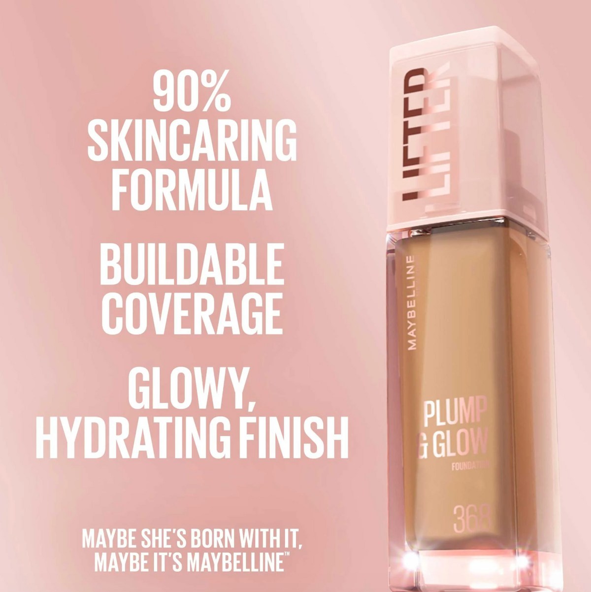 MAYBELLINE Lifter Plump & Glow Foundation with Hyaluronic Acid | Base de Maquillaje