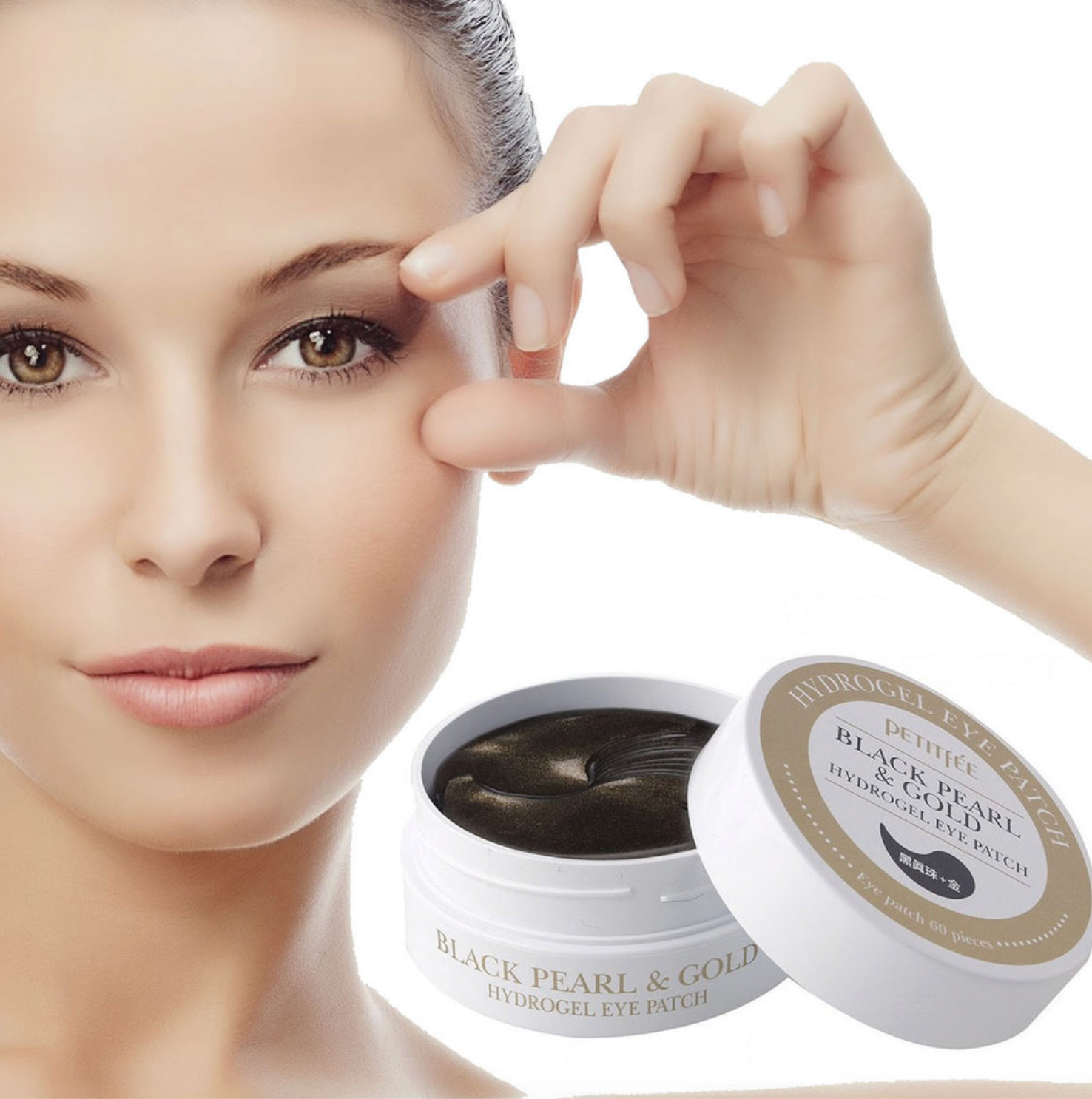PETITFÉE - Black Pearl & Gold Hydrogel Eye Patch 60 PCS  Parches Para Ojos