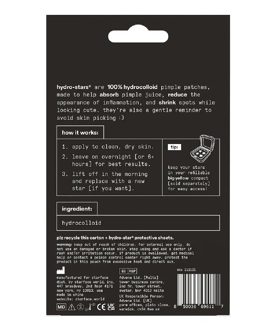 STARFACE Hydro-Star Black Parches para Granitos