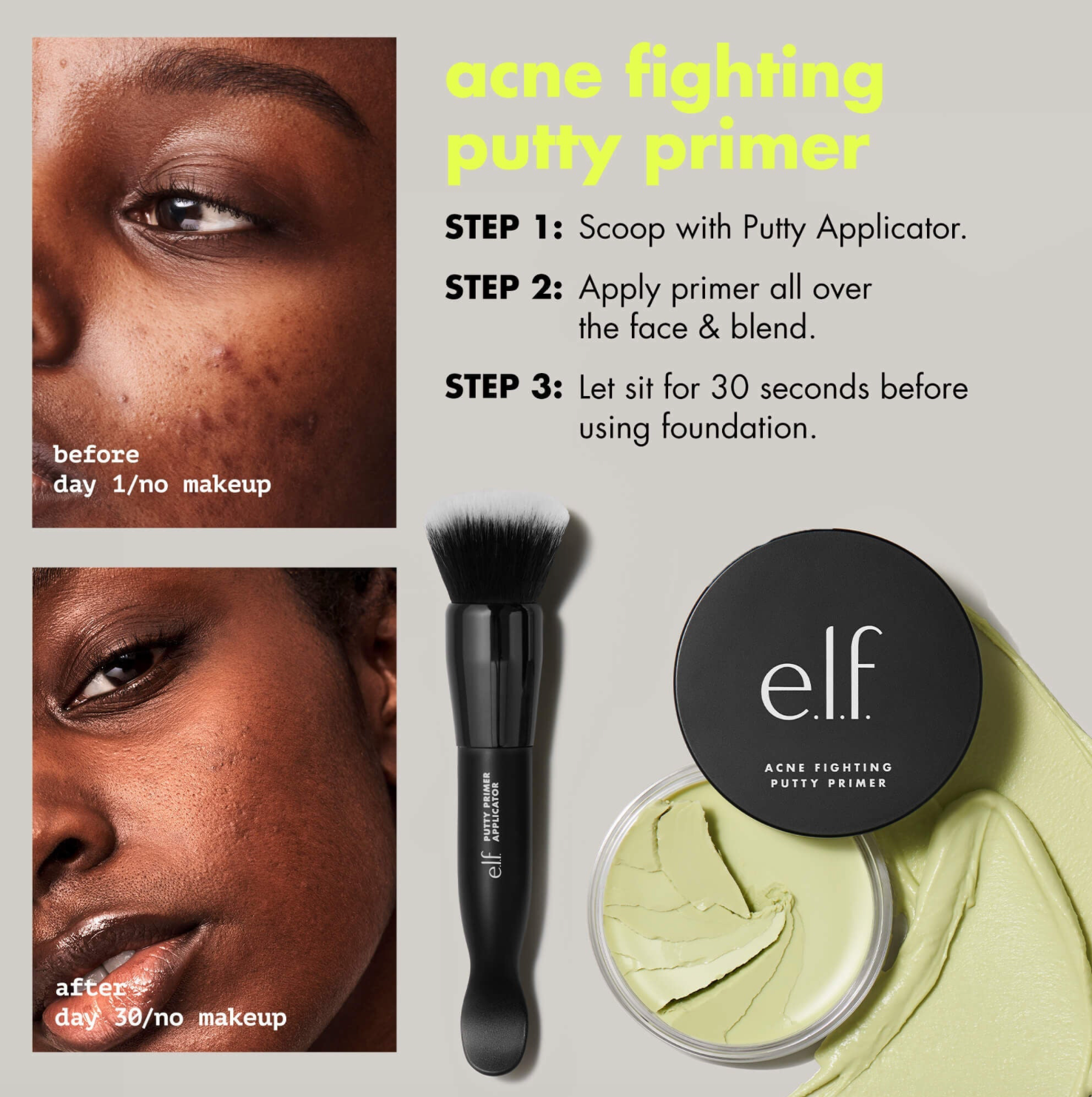 ELF Acne Fighting Putty Primer con Ácido Salicílico
