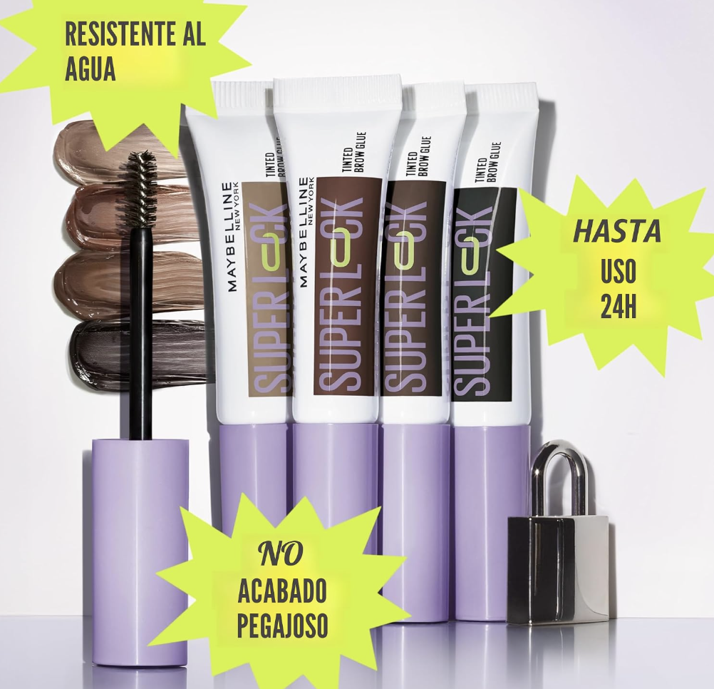 MAYBELLINE Gel para cejas tono 260 Deep Brown SuperLock, 7ml