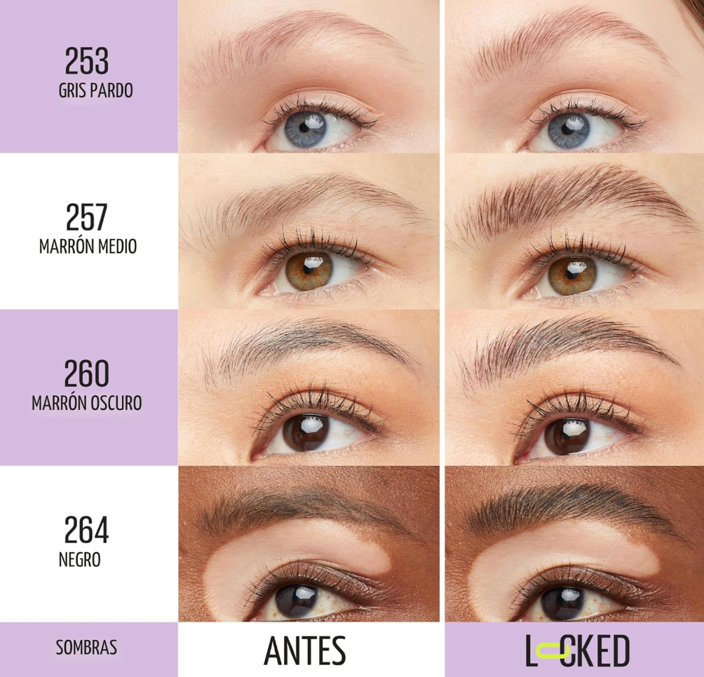 MAYBELLINE Gel para cejas tono 253 Taupe SuperLock, 7ml