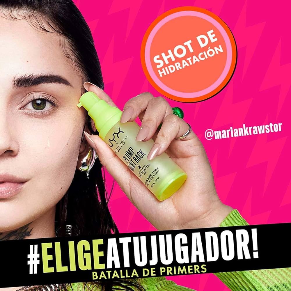 NYX Professional Makeup Plump Right Back – Sérum y Prebase con Electrolitos (30 ml)