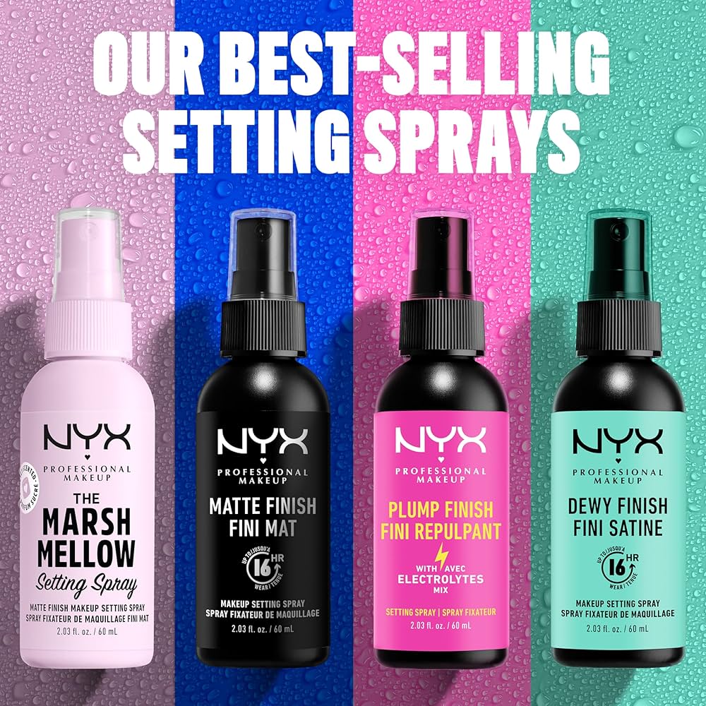 NYX Professional Makeup Dewy Finish Fini Satiné – Spray Fijador de Maquillaje (60 ml)