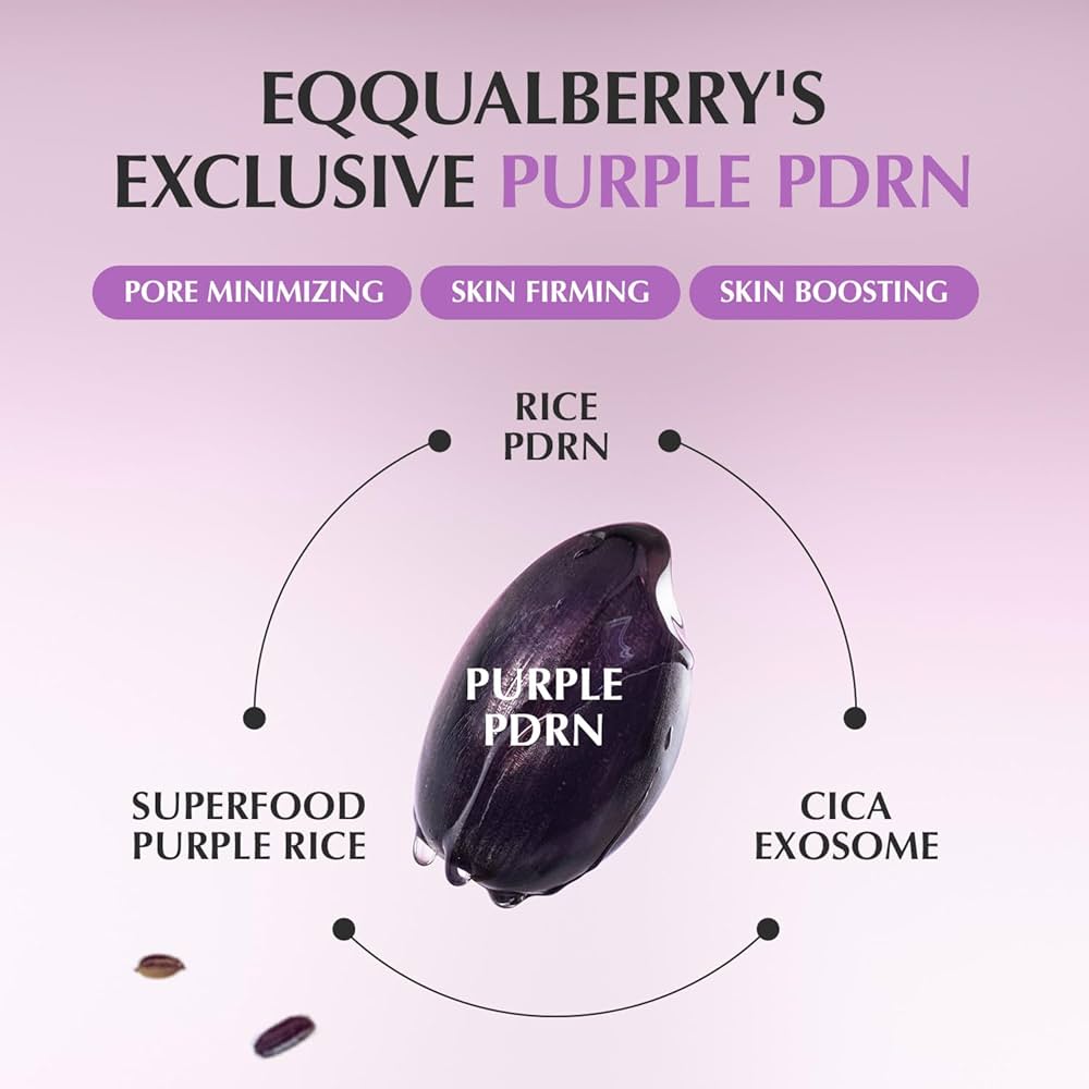 Eqqual Berry Purple PDRN Suero Facial con Retinal y Niacinamida - Serum Ácido Hialurónico - Péptidos con Extractos Naturales - Hidratación y Renovación Suave 30 ml