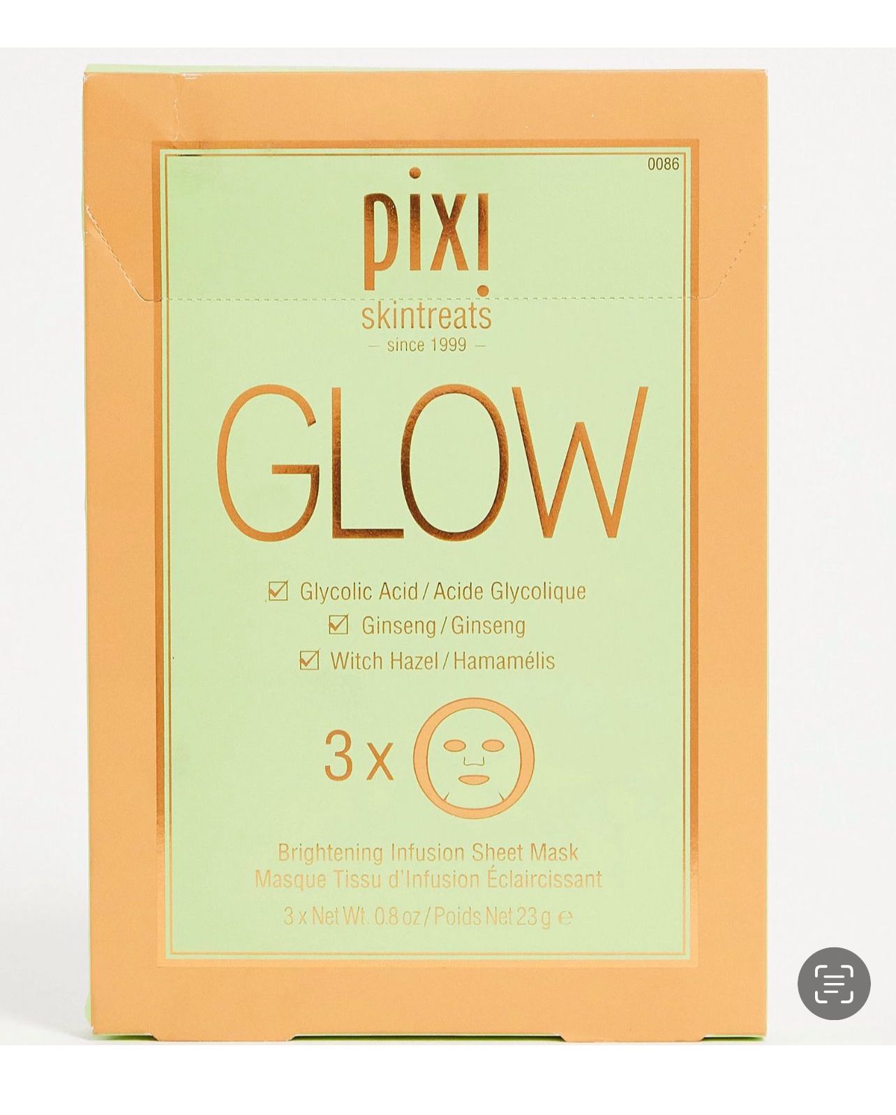 Máscarilla De Hoja Iluminadora Pixi Glow Collagen Boost 3 Pz